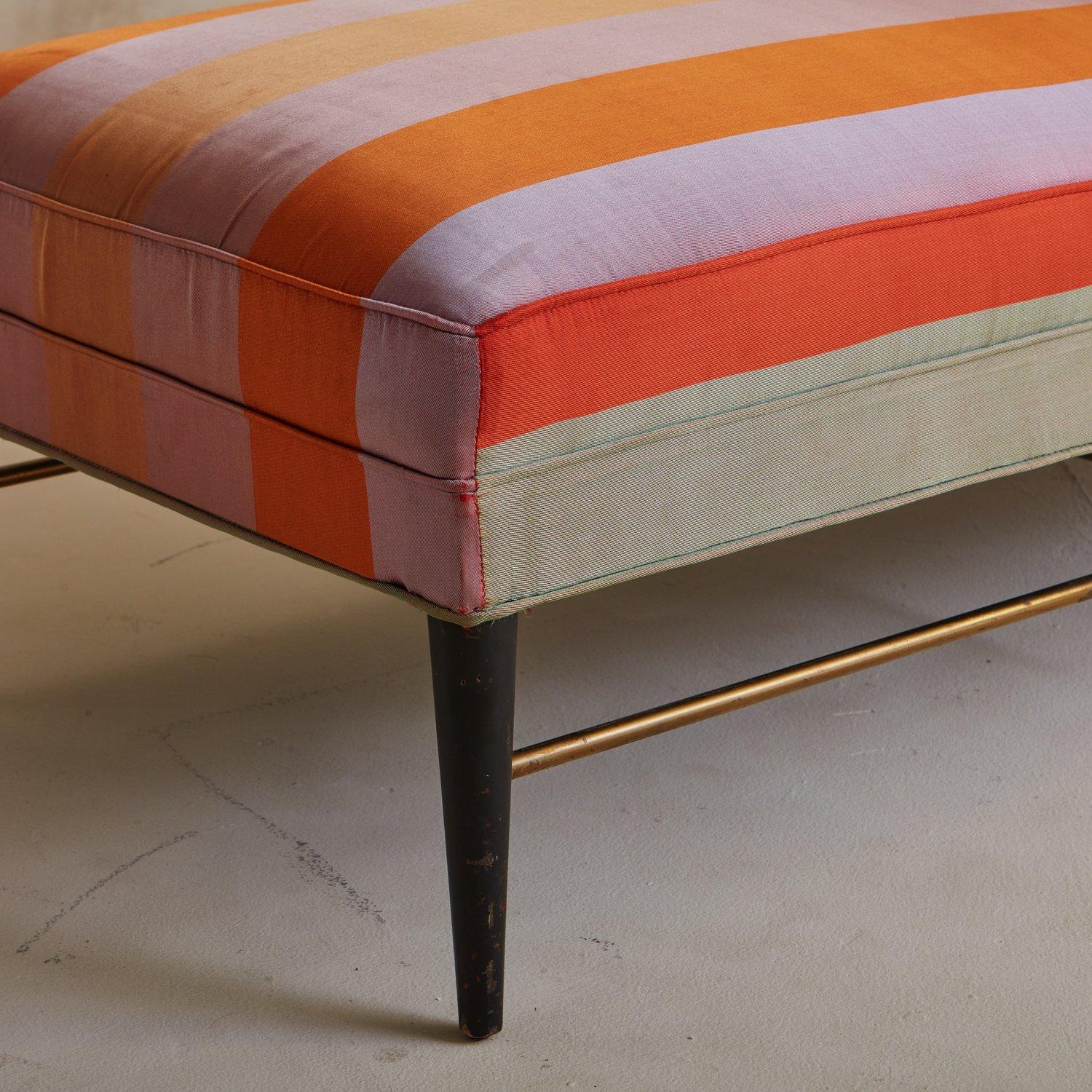 Chaise Lounge in Striped Silk by Paul McCobb for Directional, USA 1950s For Sale 5