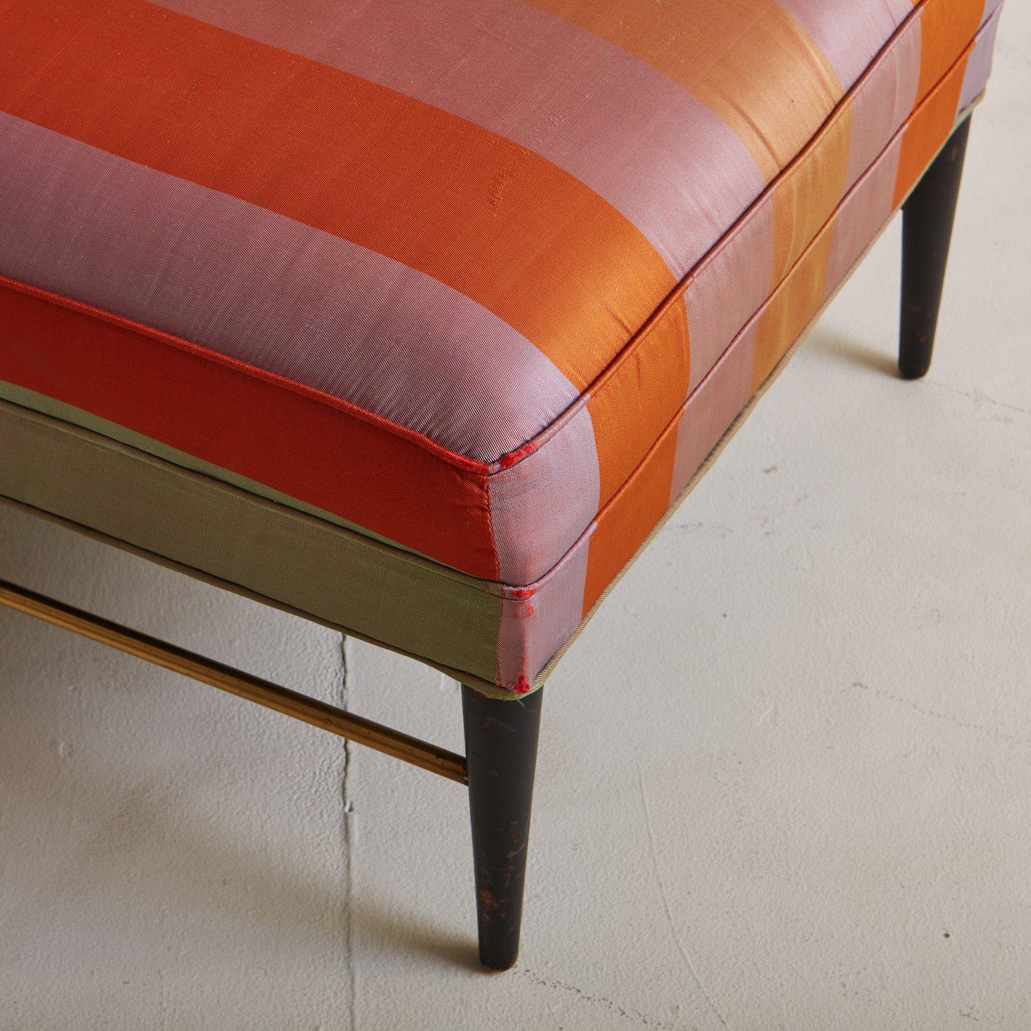 Mid-20th Century Chaise Lounge in Striped Silk by Paul McCobb for Directional, USA 1950s For Sale