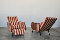 Chaise Lounge Reclining Back, Original Textile, Italy, 1950