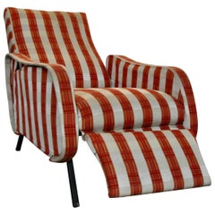 Chaise Lounge Reclining Back, Original Textile, Italy, 1950