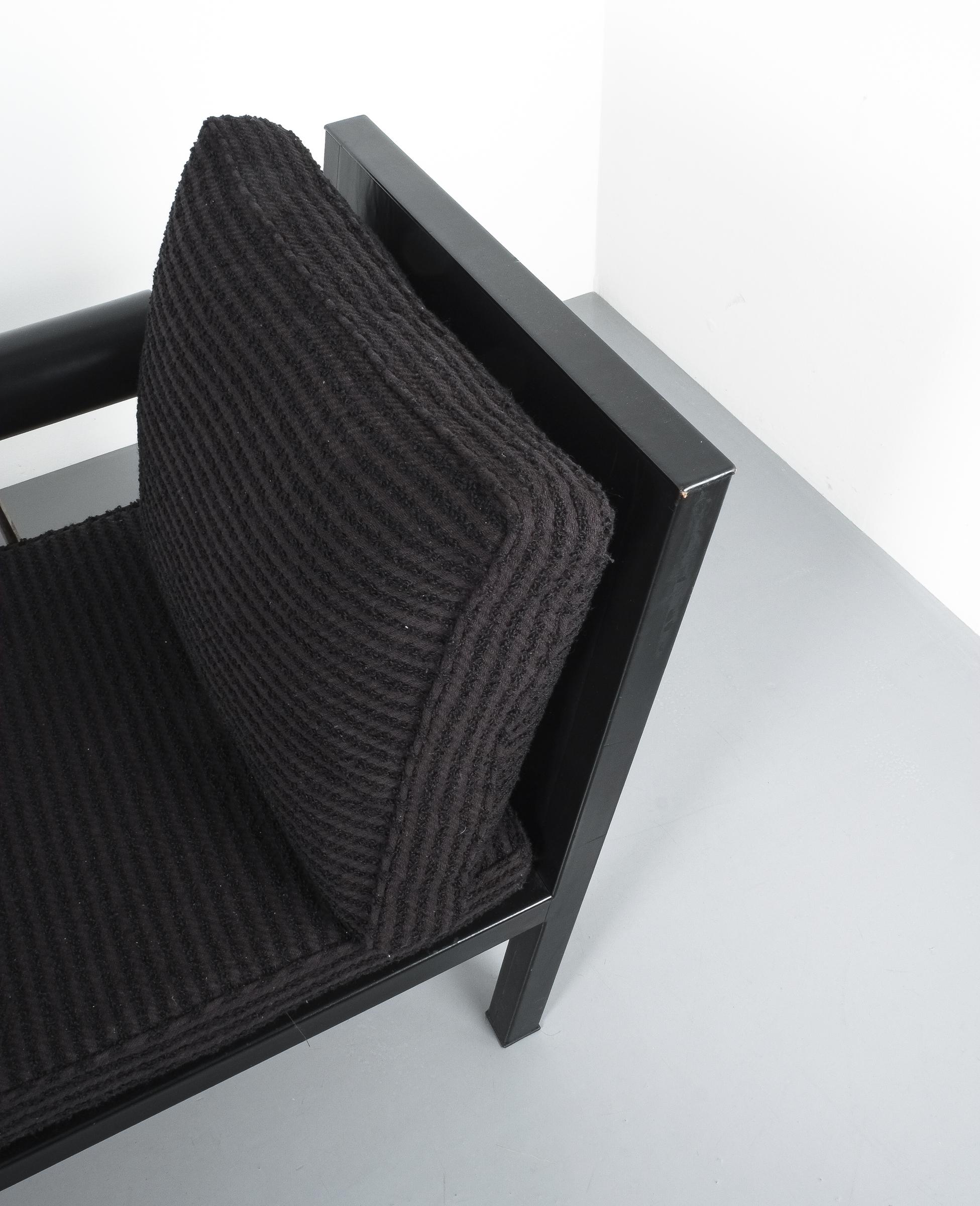 Polished Chaise Lounge Sofa Baisity by Antonio Citterio B&B Black Bouclé by Brioni For Sale