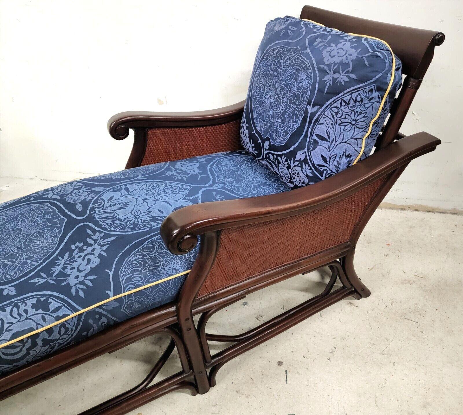 Anglo-Indian Chaise Lounge Wood & Wicker by Palecek For Sale