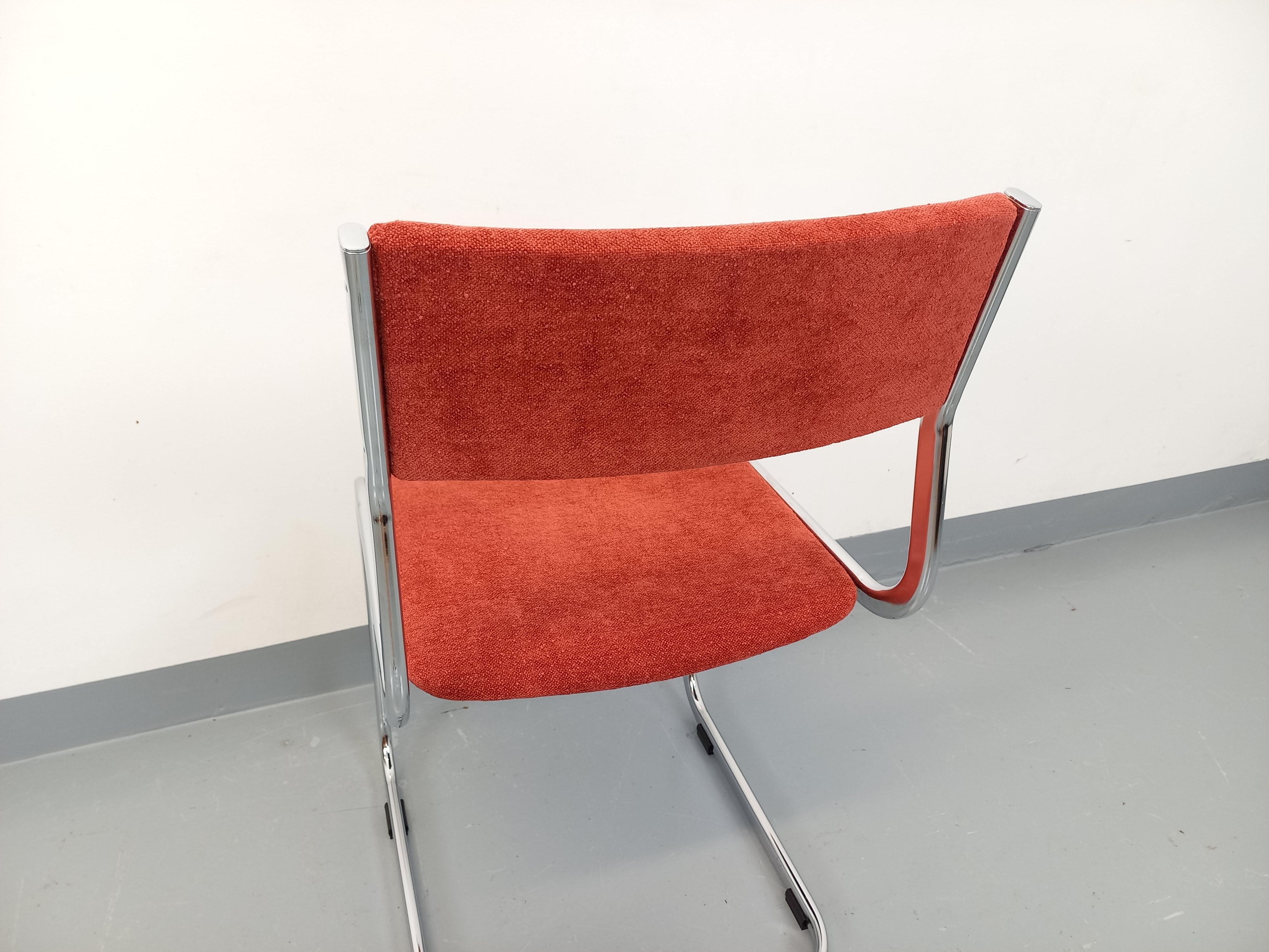 Chaise luge vintage en métal chromé et tissu des années 70 Metal en venta