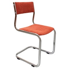 Chaise luge vintage en métal chromé et tissu des années 70