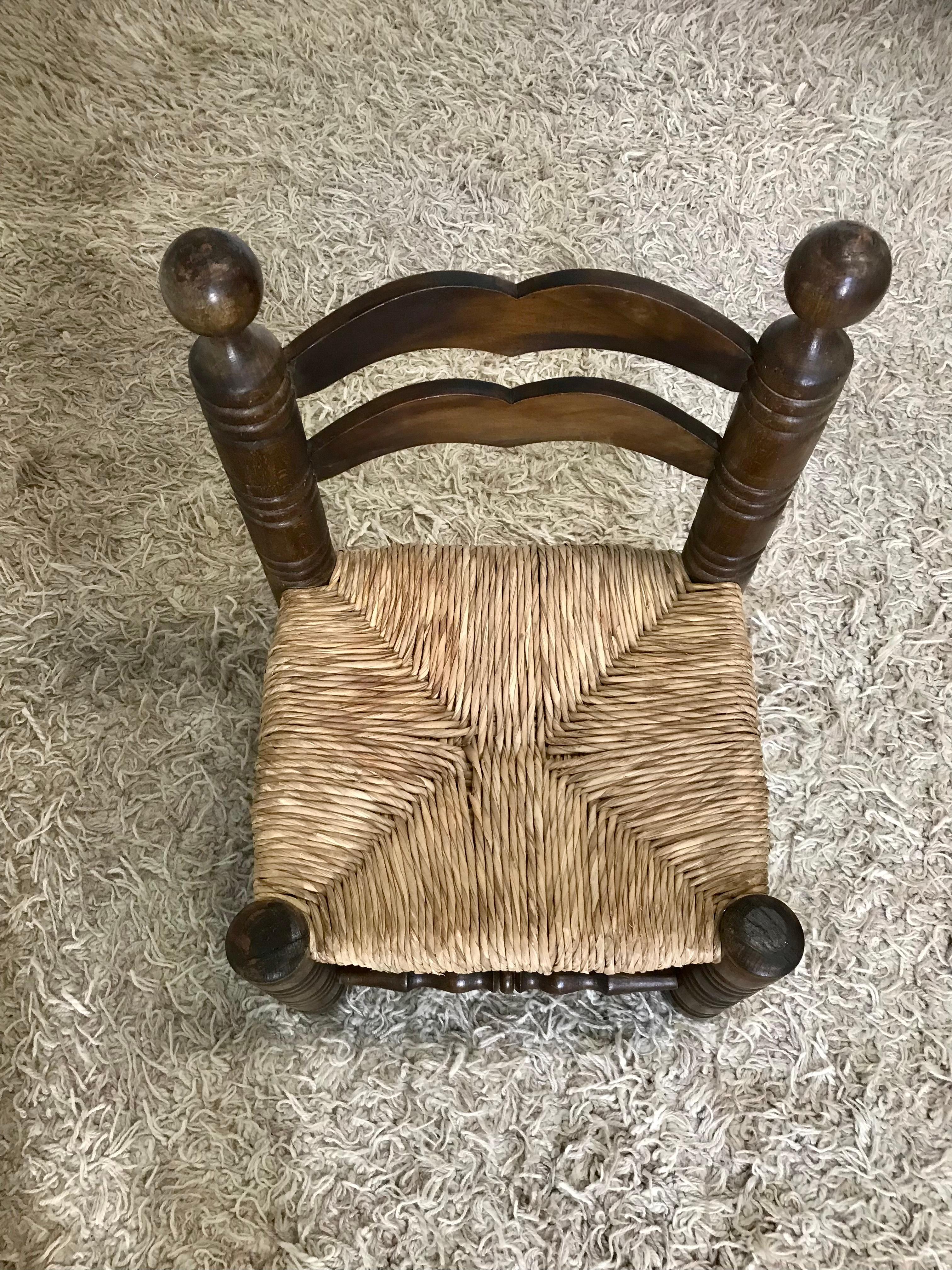 Arts and Crafts Chaise paillée Georges Robert For Sale