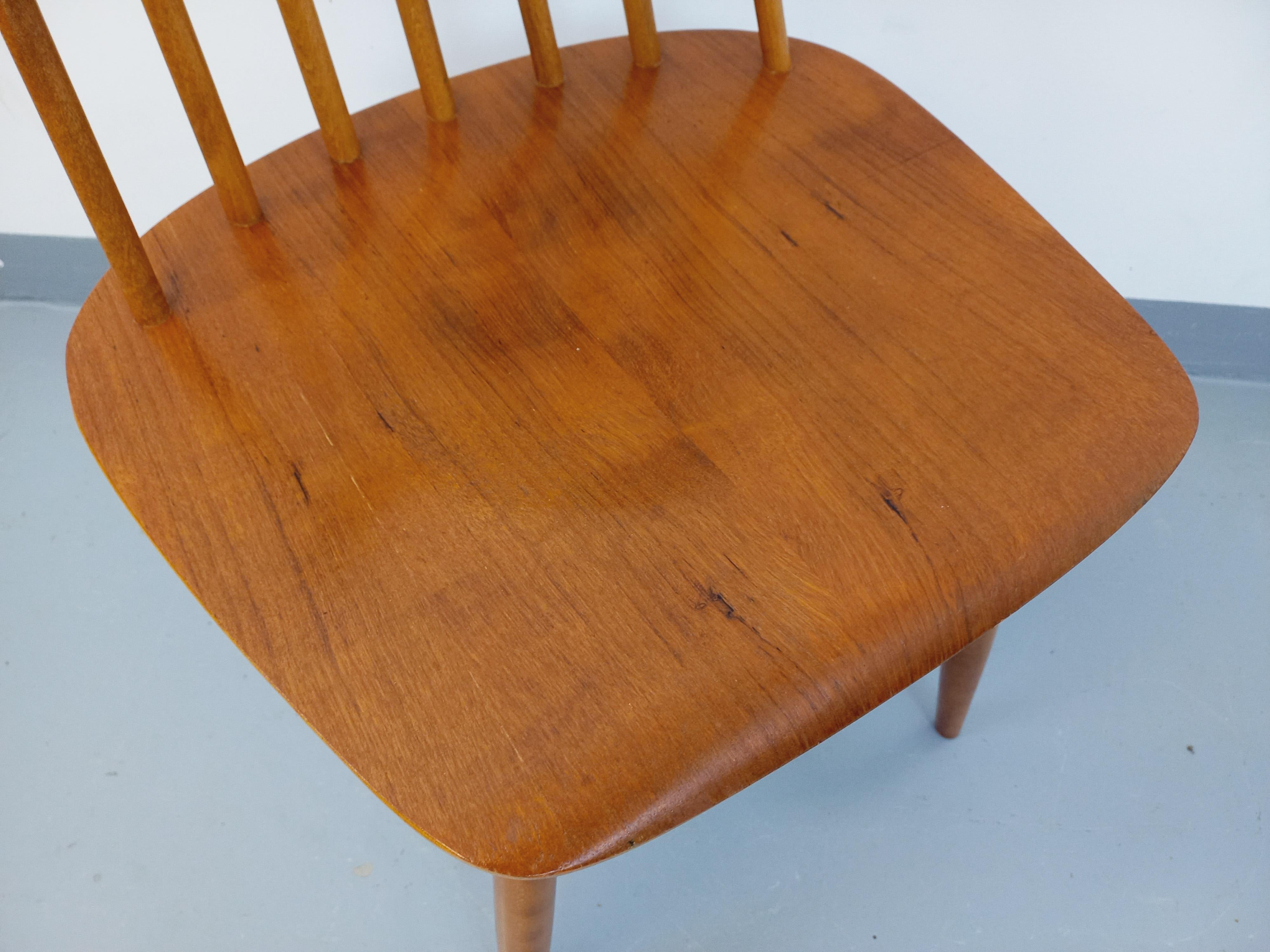 Chaise scandinave Fanett par Ilmari Tapiovaara vintage en teck et bois de hêtre 2