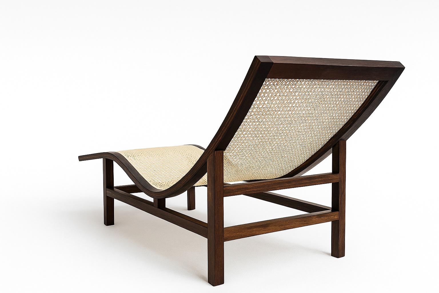 Chaise Sossego in solid Brazilian wood and natural straw For Sale 12