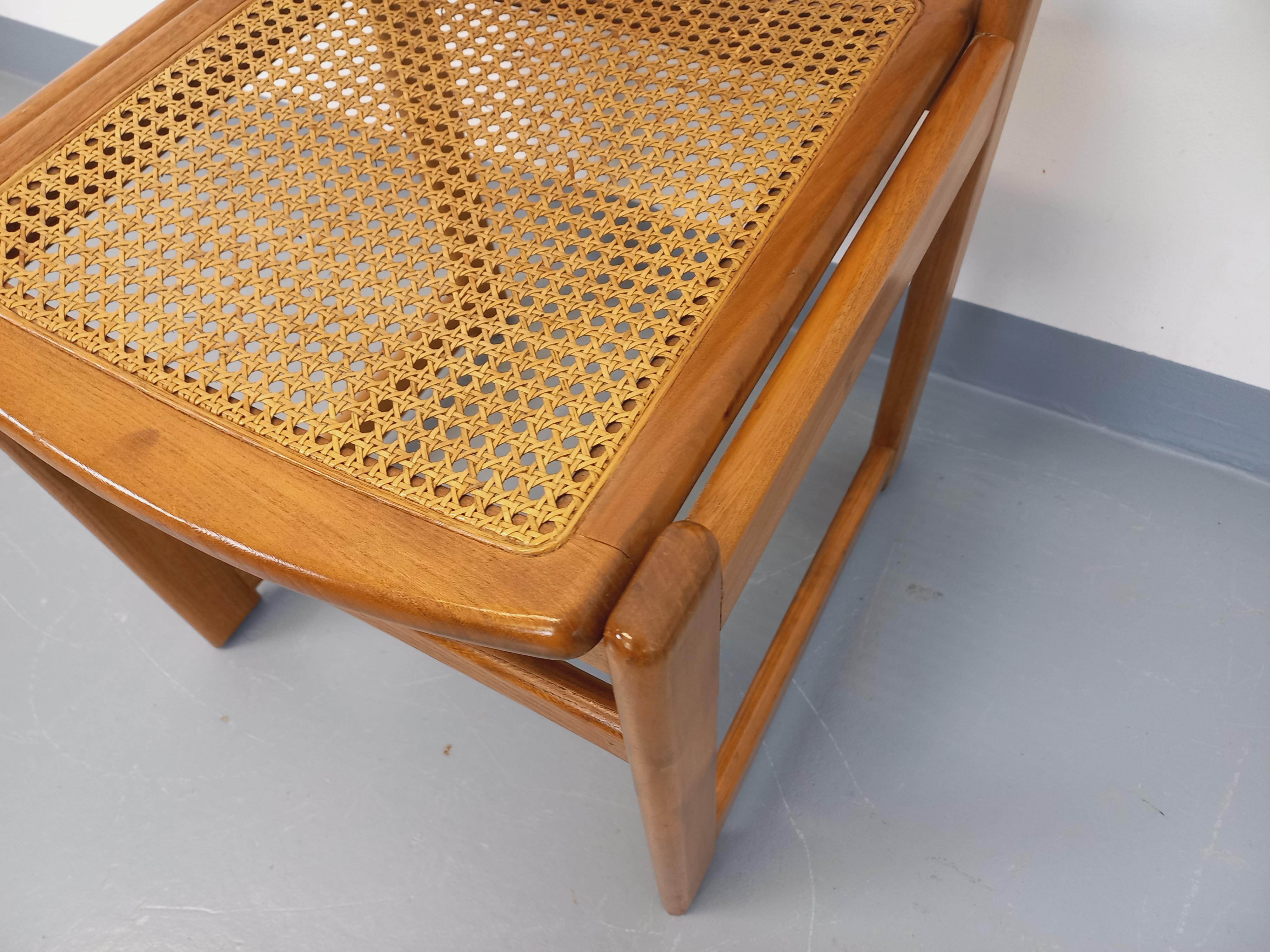 Chaise traîneau vintage en bois de hêtre et cannage des années 70 80 im Angebot 2