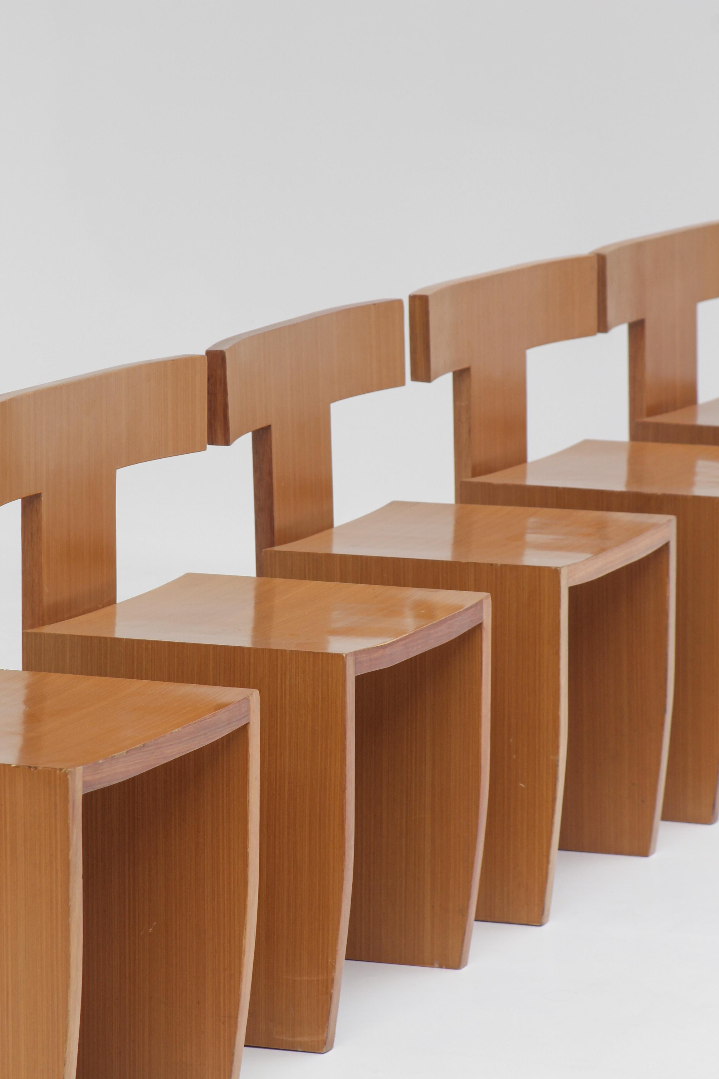 Chaises d'appoint modernistes d'inspiration Donald Judd en bois blond im Zustand „Relativ gut“ im Angebot in Rouen, FR