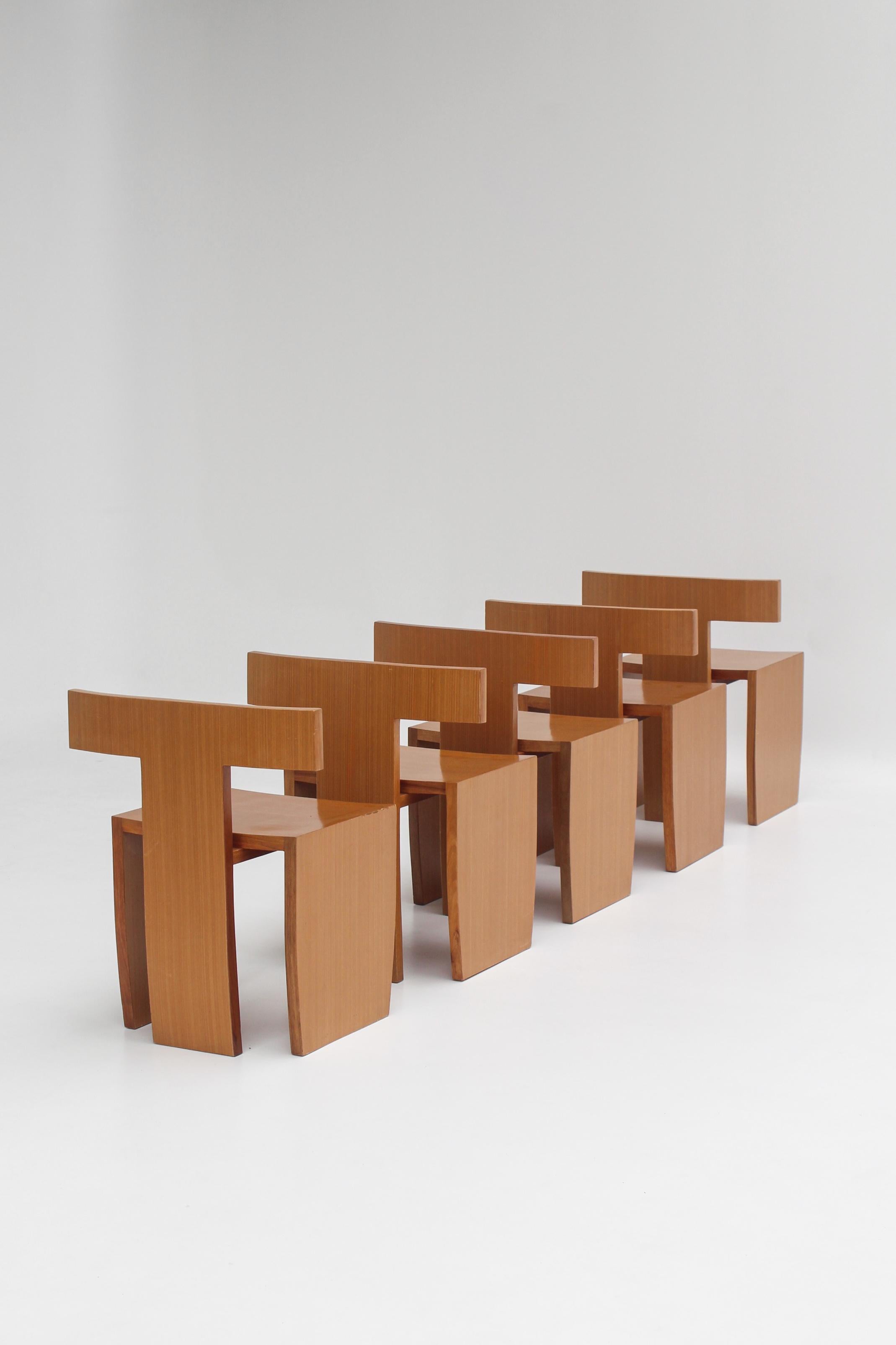 Chaises d'appoint modernistes d'inspiration Donald Judd en bois blond (20. Jahrhundert) im Angebot