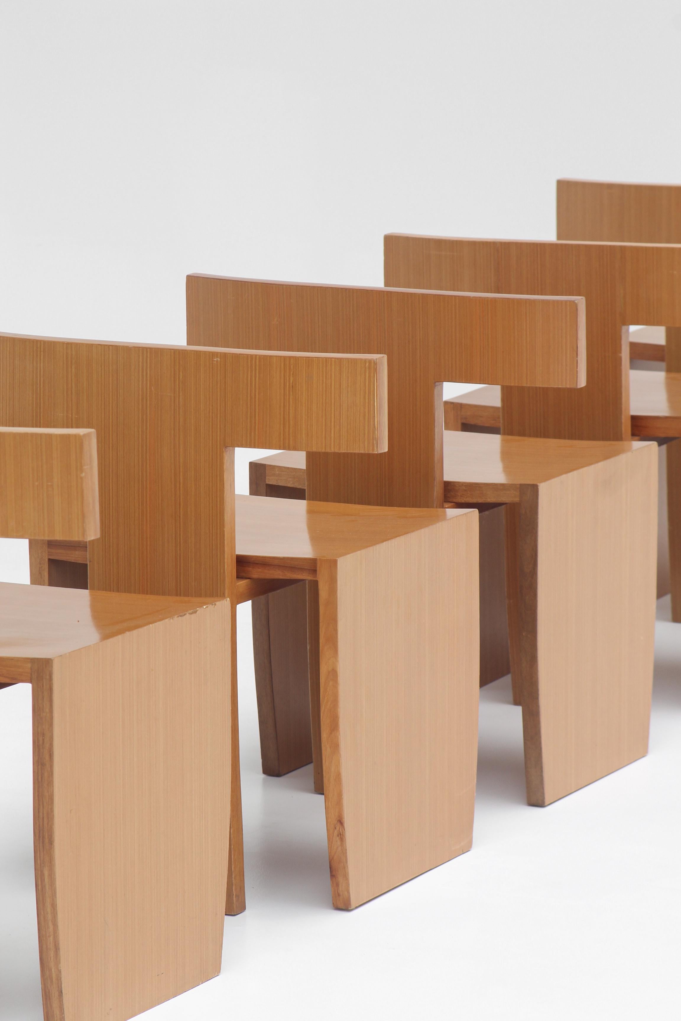 Chaises d'appoint modernistes d'inspiration Donald Judd en bois blond (Eichenholz) im Angebot
