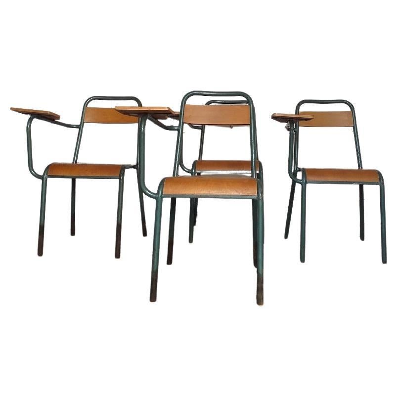 Chaises d'écolier vintage métal bois