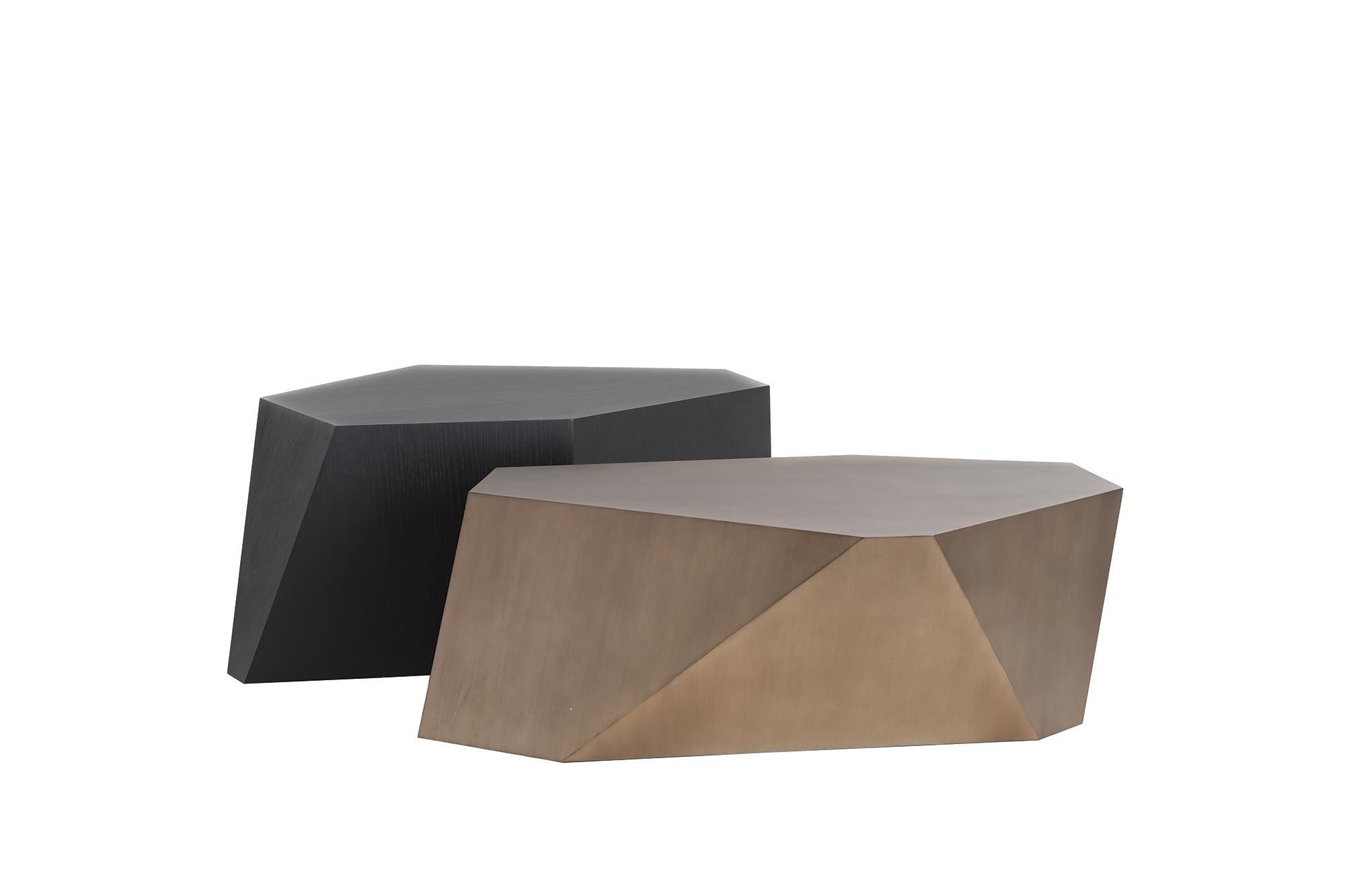 Chaka Cocktail Tables, Lote de 2 DJ5012 - Ébano, Roble Madera Dorada Indio en venta