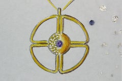 Chakra Anatomy Pendentif en or jaune 18 carats avec améthyste et diamants GMCKS