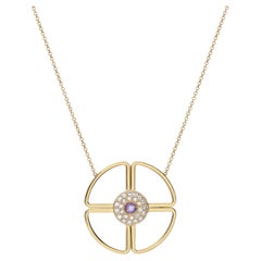 Chakra Anatomy Pendant in 18Kt Yellow Gold with Amethyst and Diamonds GMCKS