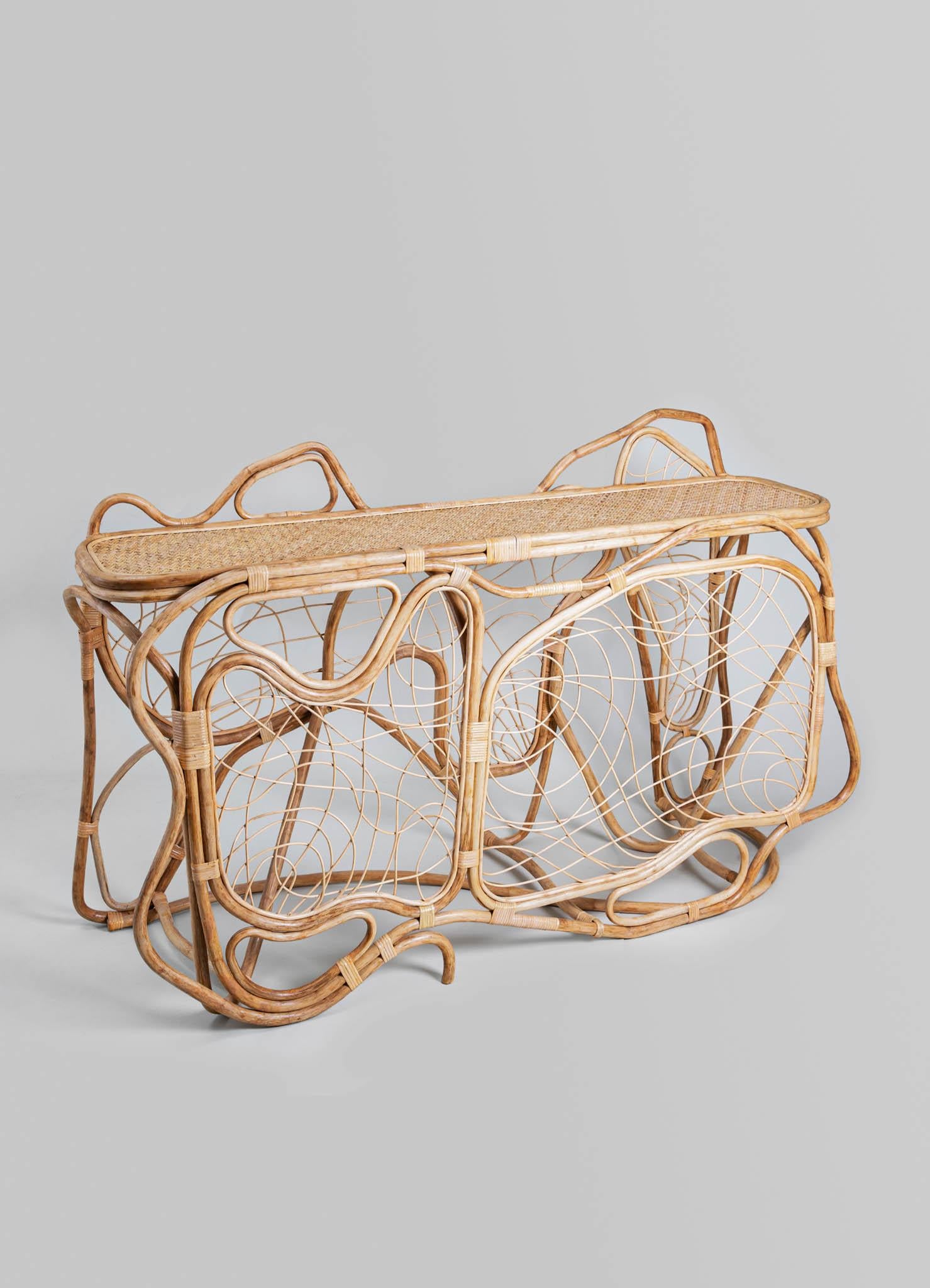 Chakra Console Table in Cane, Viya by Vikram Goyal In New Condition For Sale In Noida, DL