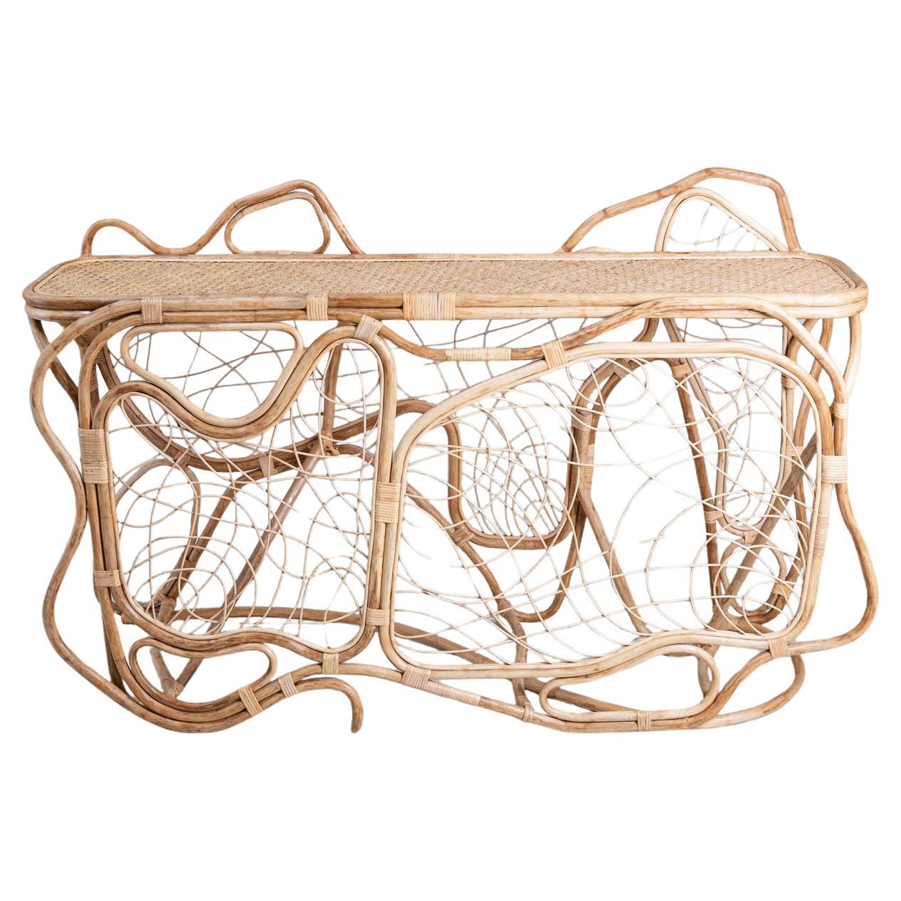 Chakra Console Table in Cane, Viya by Vikram Goyal