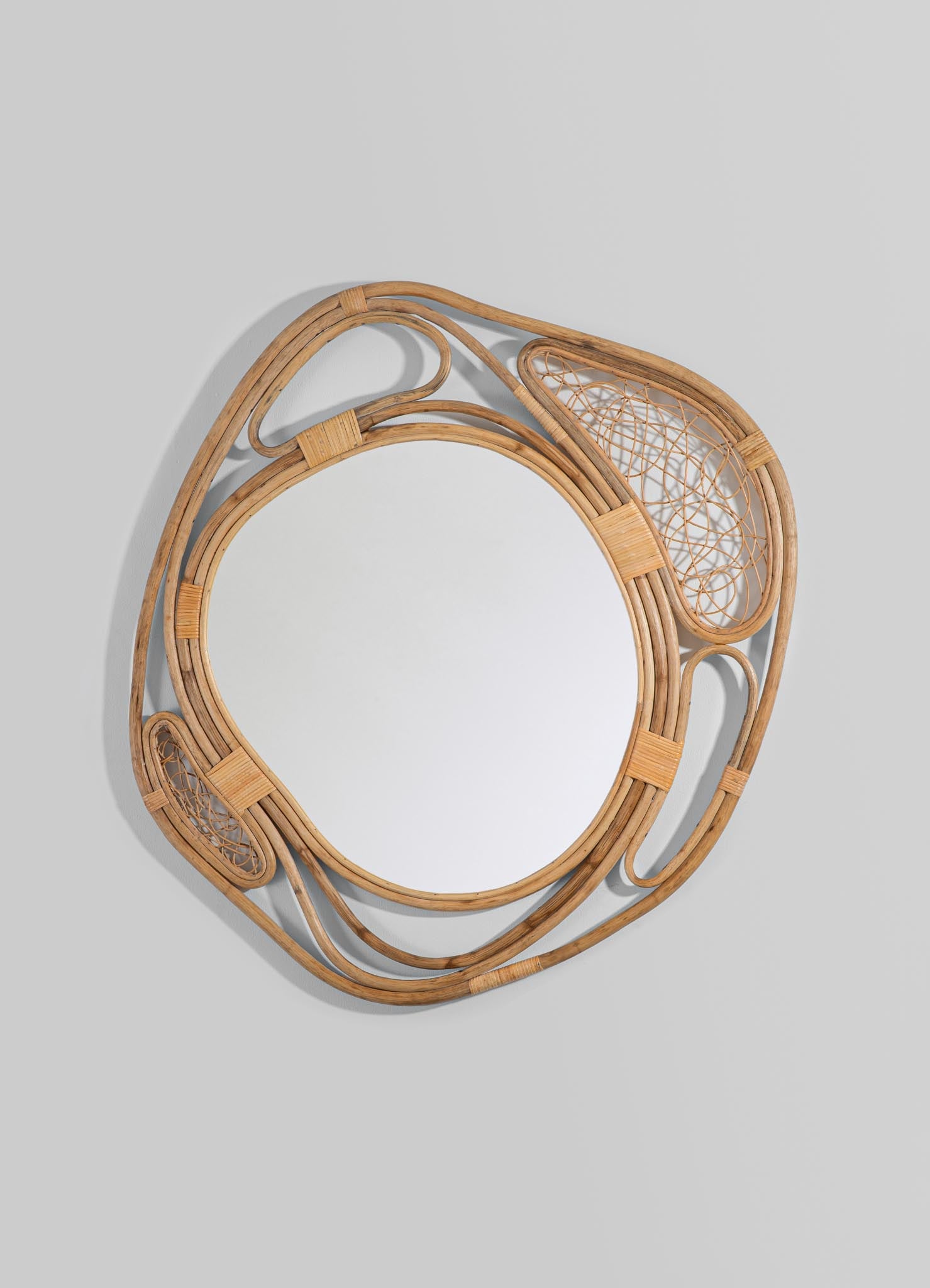 Chakra Mirror Round in Cane, Viya by Vikram Goyal