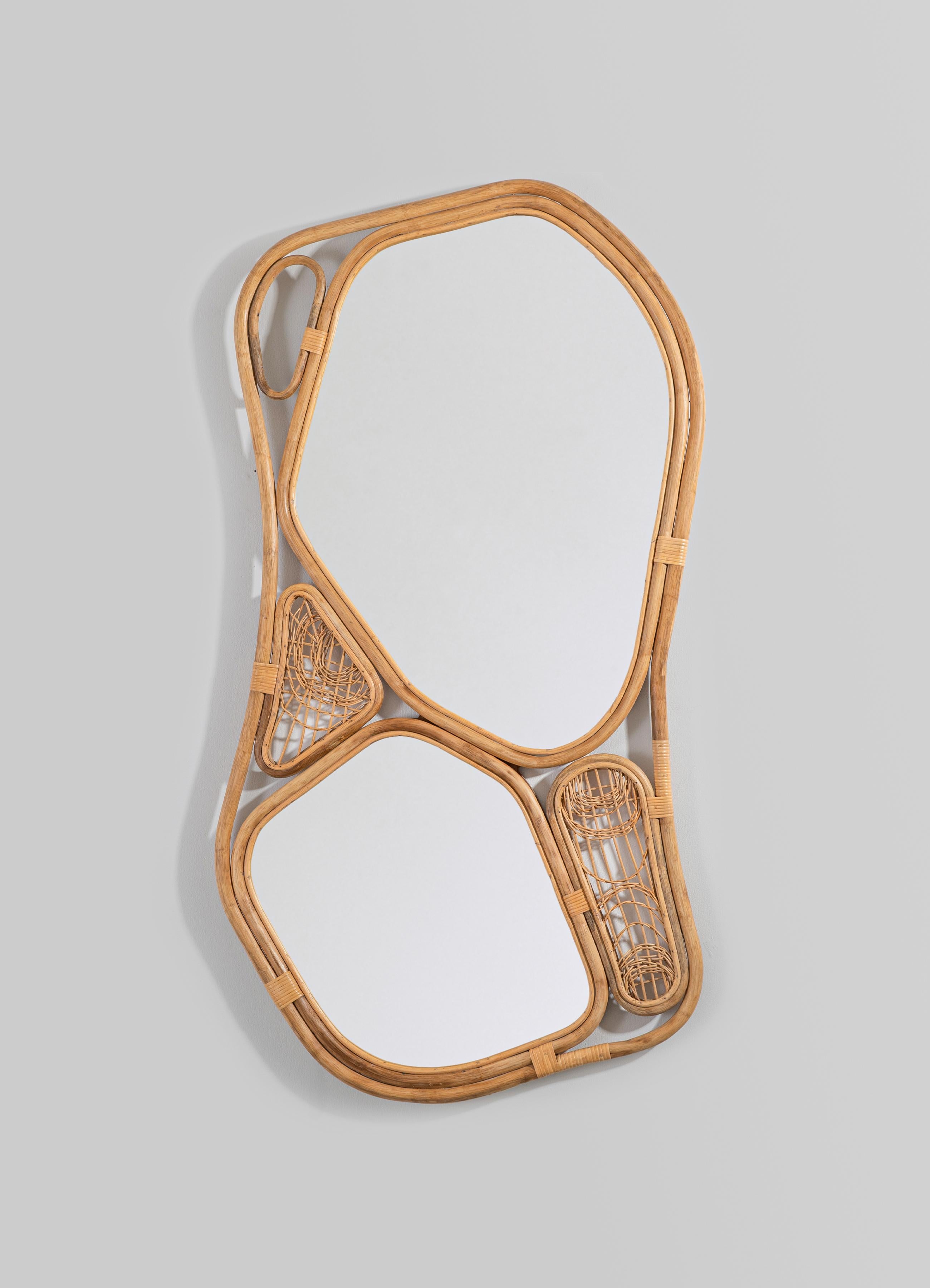 Chakra Mirror Tall in Cane, Viya by Vikram Goyal For Sale