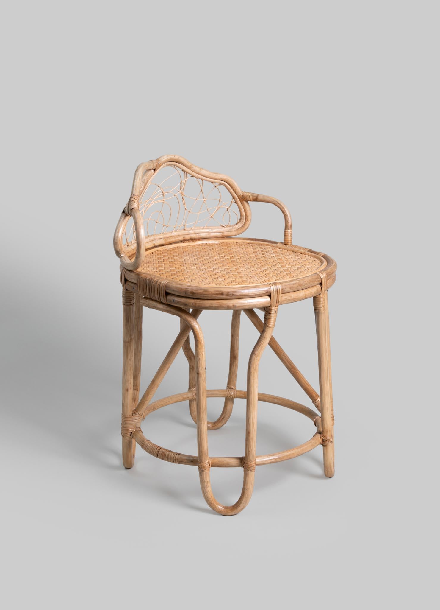 Caning Chakra Stool Small, Viya by Vikram Goyal For Sale