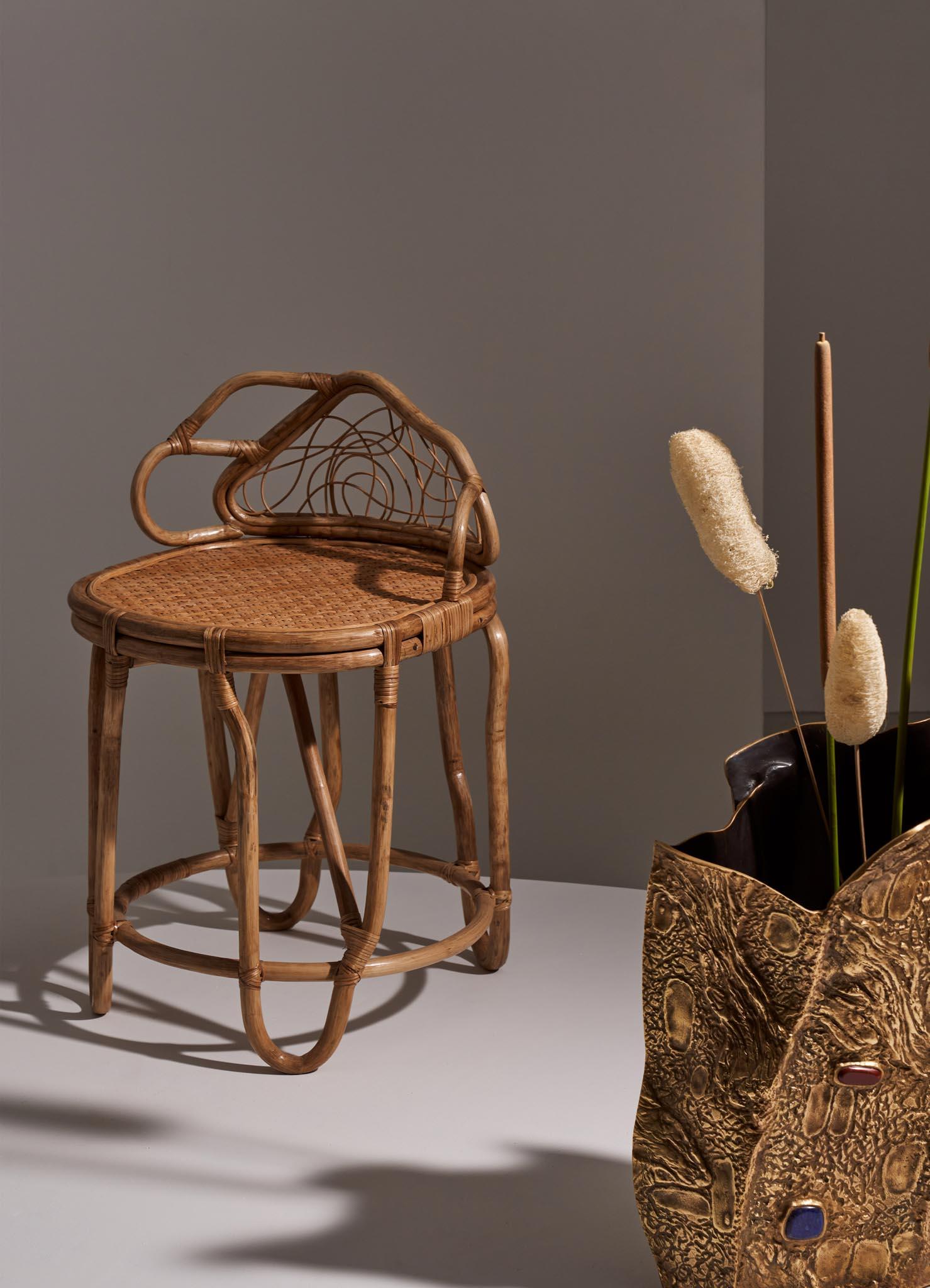 Tabouret Chakra en rotin Viya de Vikram Goyal en vente 1