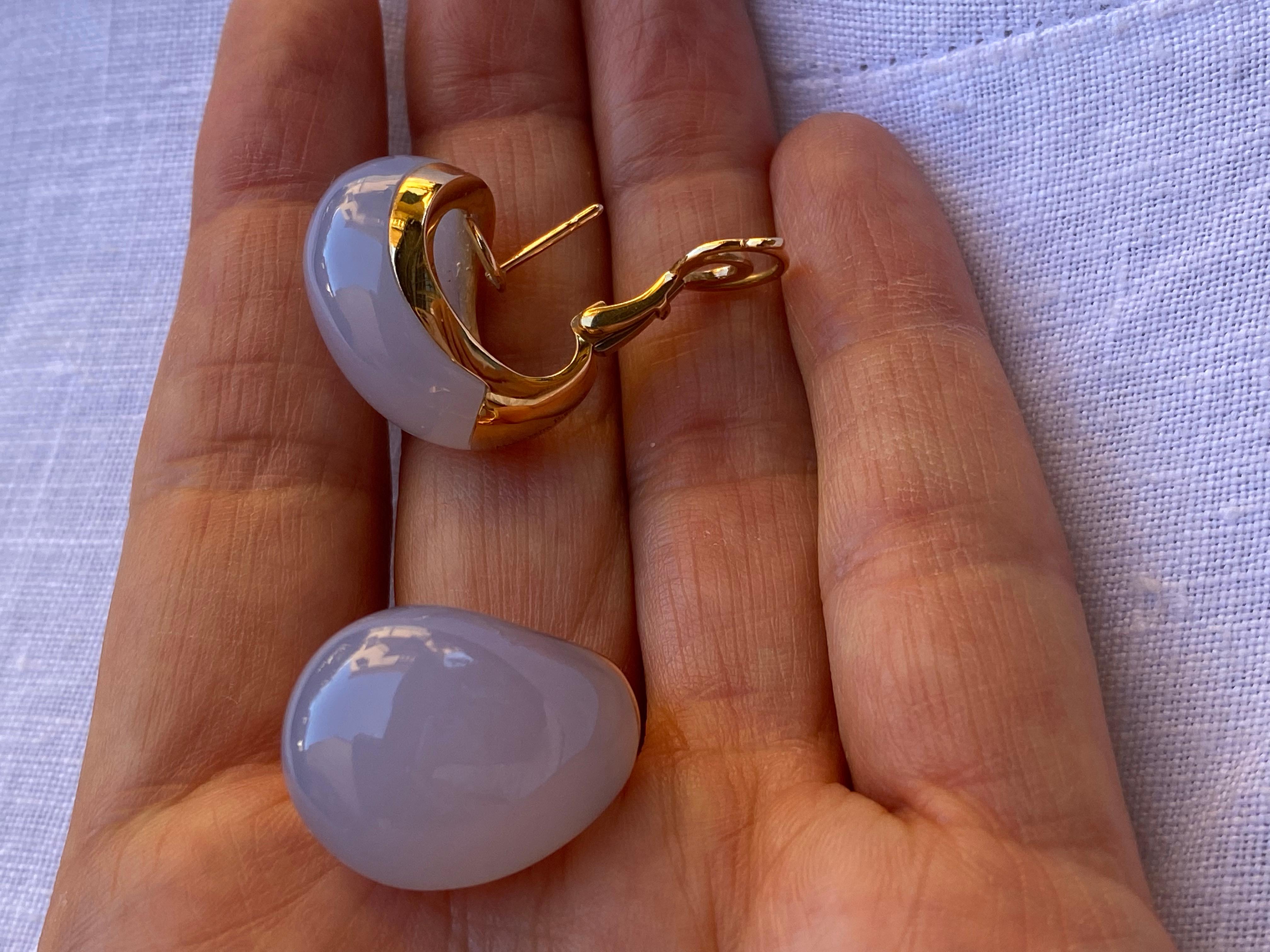 Chalcedony 18 KT Rose Gold Made in Italy  Balloon Earrings For Sale 1