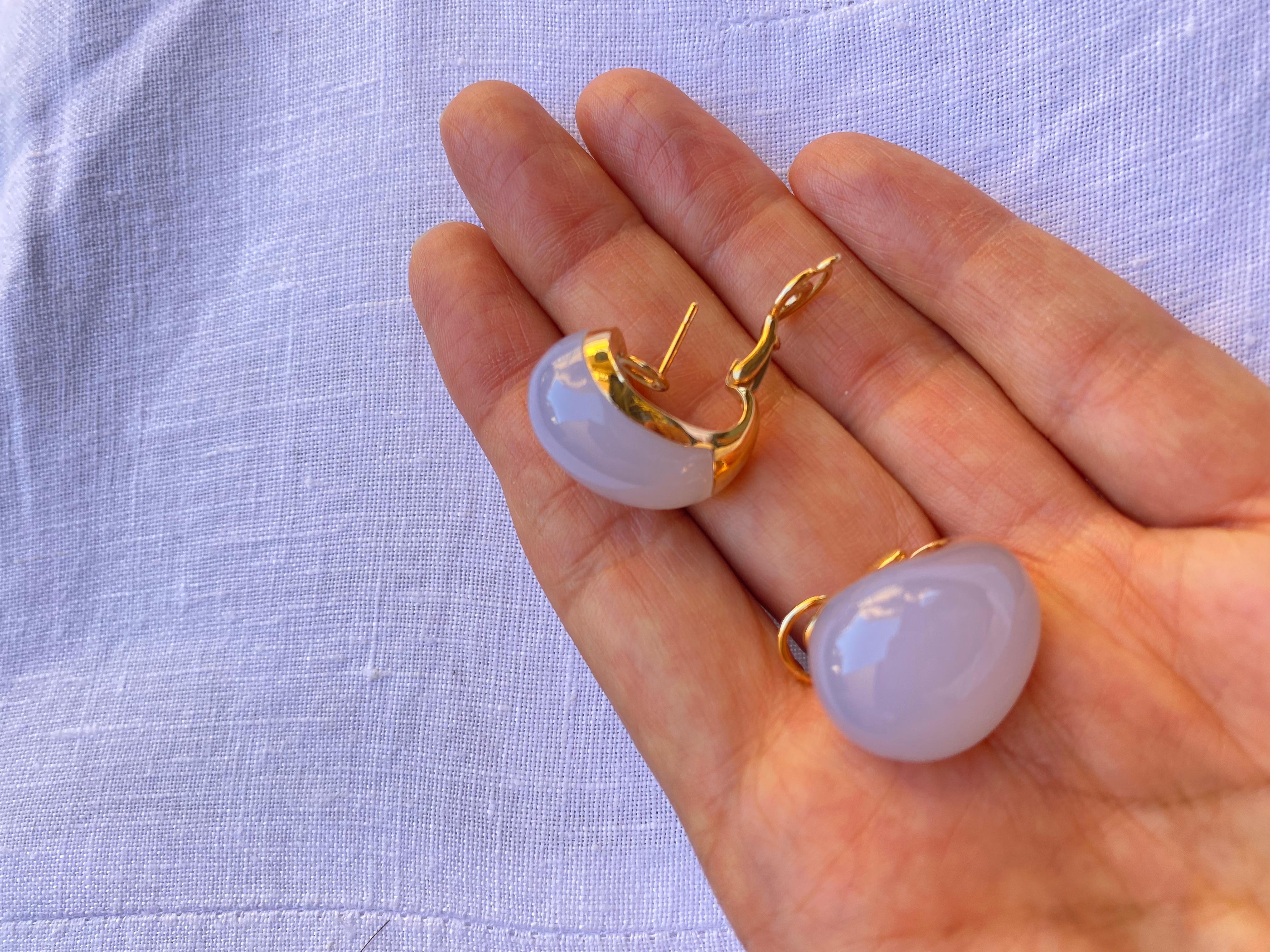 Chalcedony 18 KT Rose Gold Made in Italy  Balloon Earrings For Sale 2