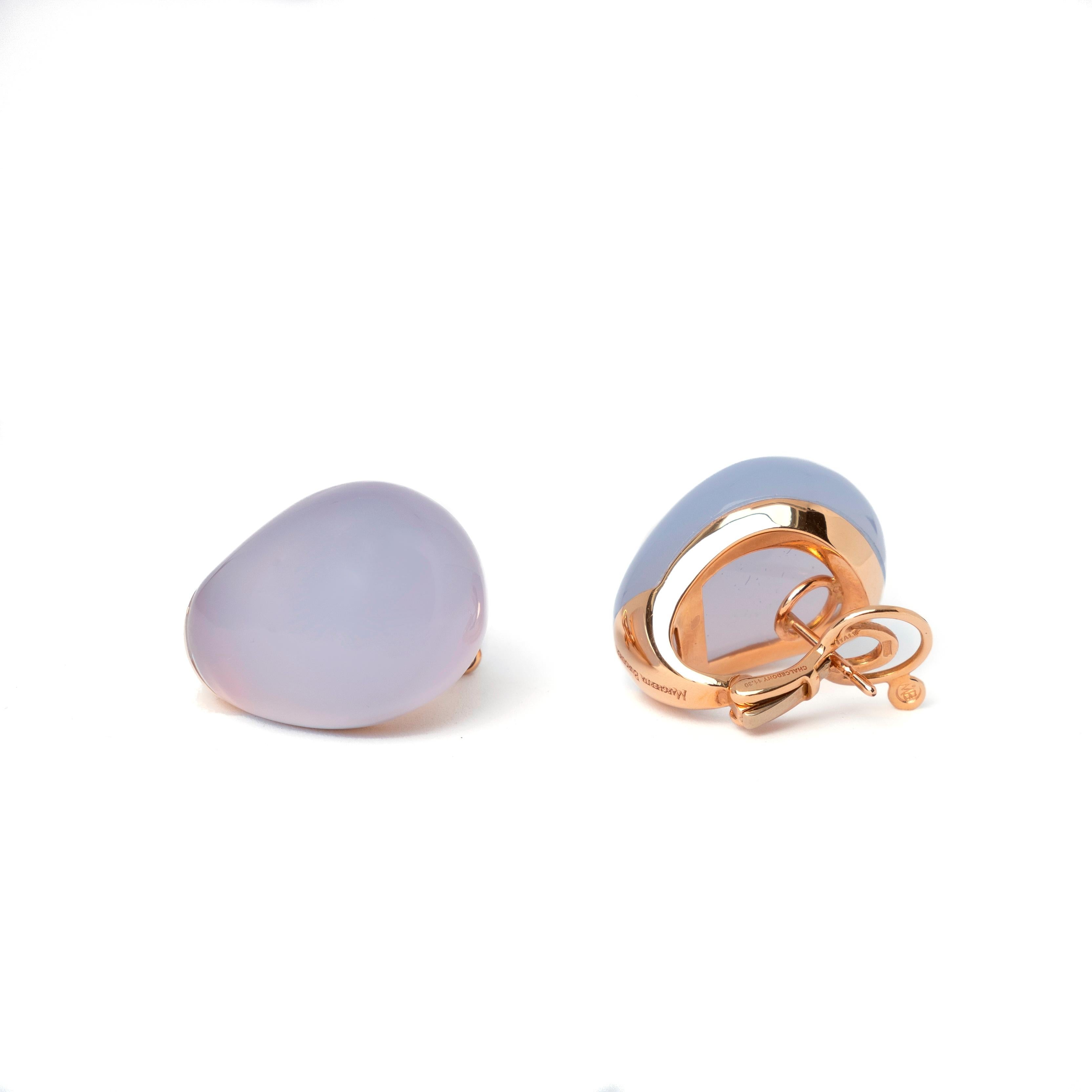 Chalcedony 18 KT Rose Gold Made in Italy  Balloon Earrings In New Condition For Sale In Valenza , IT