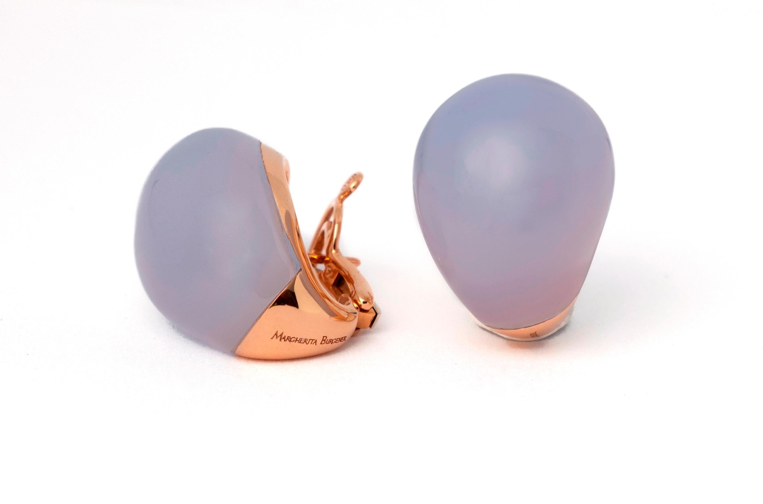 Chalcedony  18 KT Rose Gold Made in Italy Balloon Ring For Sale 1