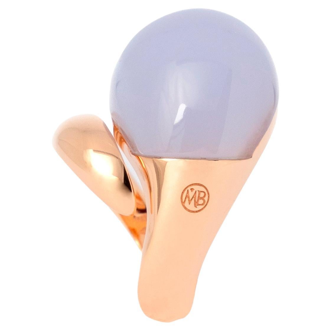 Chalcedony  18 KT Rose Gold Made in Italy Balloon Ring