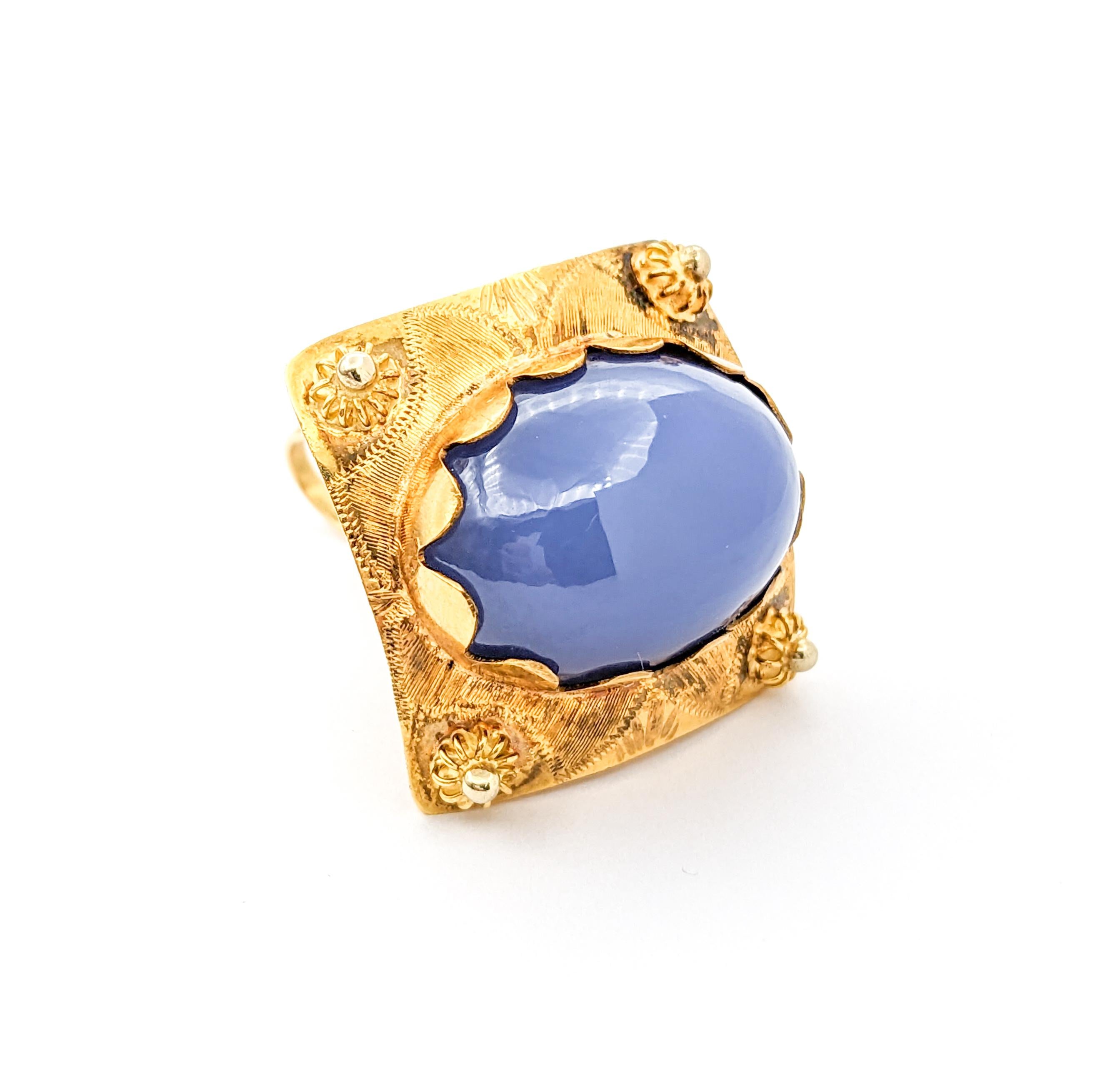 Chalcedony & 18K Gold Fob Pendant For Sale 3
