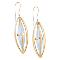 OUROBOROS Chalcedony and 18 Karat Gold Drop Geometric Earrings