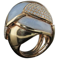 Chalcedony and Diamond Contemporary Cocktail Ring with 1.94 Carat of Diamonds
