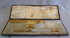 Chalcedony and Gilded Bronze Desk Set from the Duke of St. Albans
