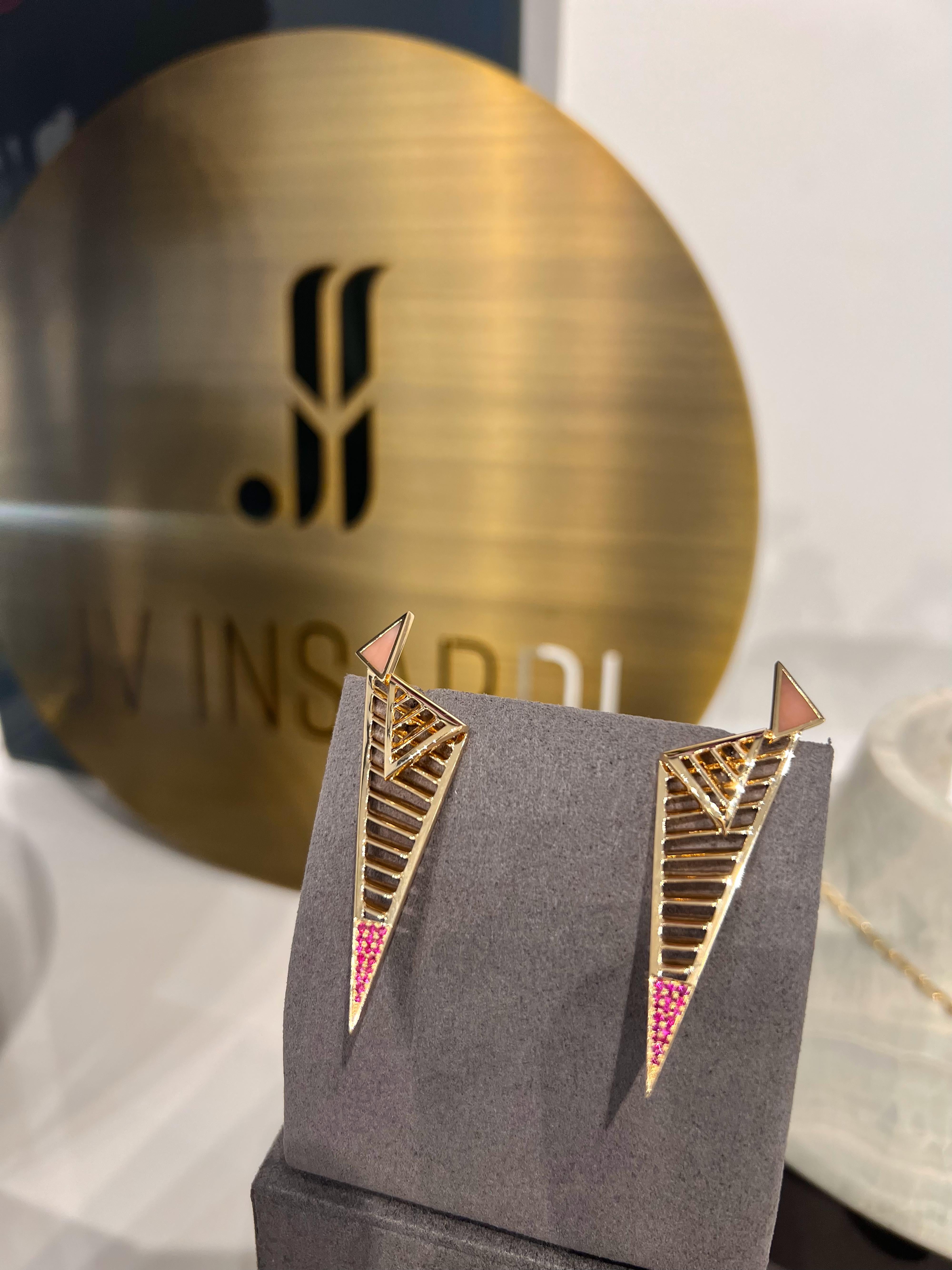 Mixed Cut JV Insardi Chalcedony and White Diamond 18kt Gold Earrings