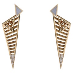 JV Insardi Chalcedony and White Diamond 18kt Gold Earrings