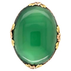 Chalcedony Arts and Crafts Tri-Color Gold Ring