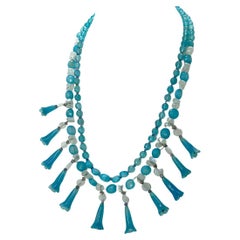 Collar Fusión Egipcia Campana Azul Calcedonia