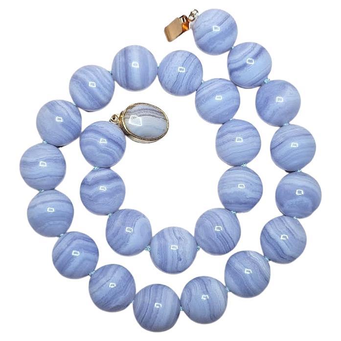 Chalcedony Blue Lace Agate Necklace For Sale