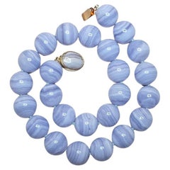 Vintage Chalcedony Blue Lace Agate Necklace