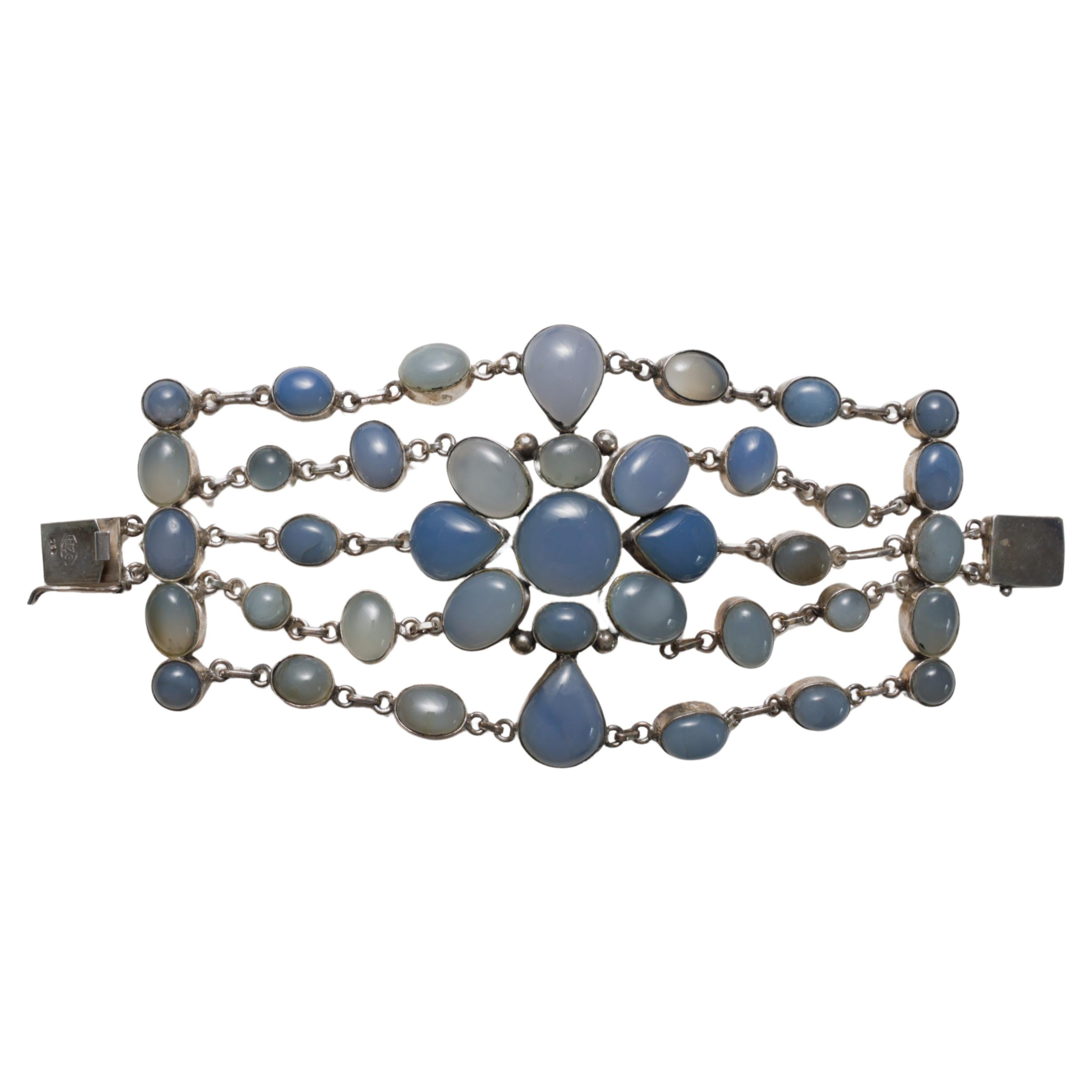 Chalcedony Bracelet, Arts & Crafts Style Circa 1970s
