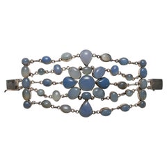 Pulsera de calcedonia, estilo Arts & Crafts Circa 1970s