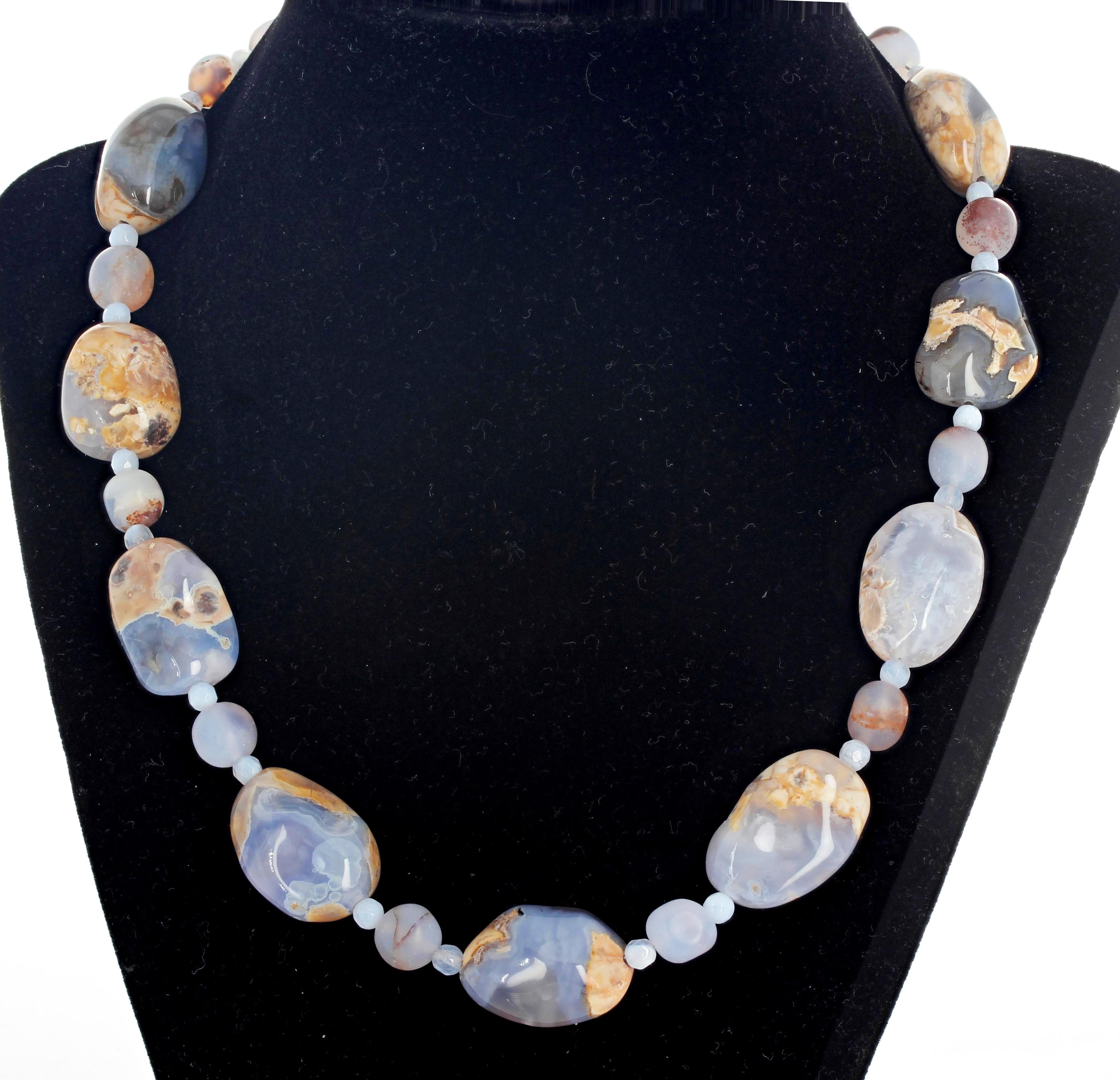 Women's or Men's Chalcedony, Chalcedony and Chalcedony Necklace
