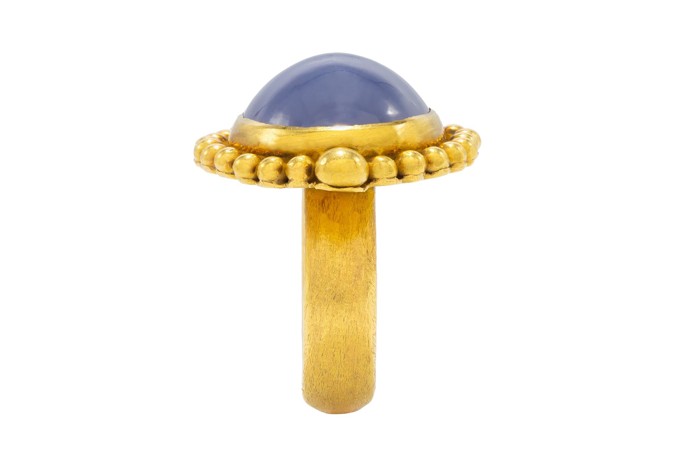 Oval Cut Chalcedony Cocktail Ring in 22k Gold by Tagili