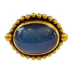 Chalcedony Cocktail Ring in 22k Gold by Tagili