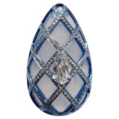 Chalcedony Crown - Old Mine Cut Pear Diamond set over Chalcedony set in 18K