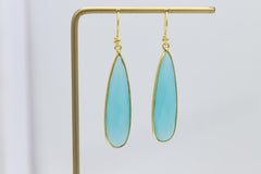 Chalcedony Dangle Earrings Sterling Silver Turquoise color Earring