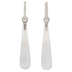 Chalcedony Dangle Earrings With Diamonds Made In 18k White Gold