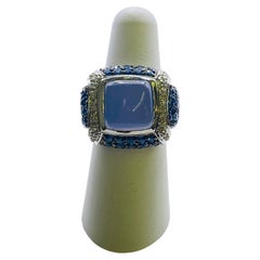 Chalcedony Diamond and Sapphire Ring