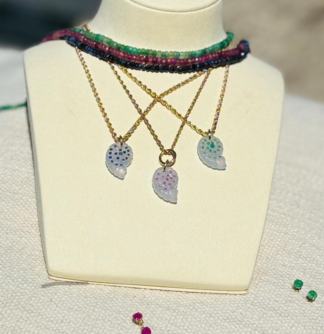 Ciondolo in calcedonio, diamante e mercurio, ciondolo con conchiglia nautilus in vendita 5